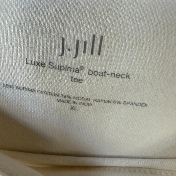 J. Jill Luxe Supima Boat Neck Tee size XL in Cream - Picture 5 of 8